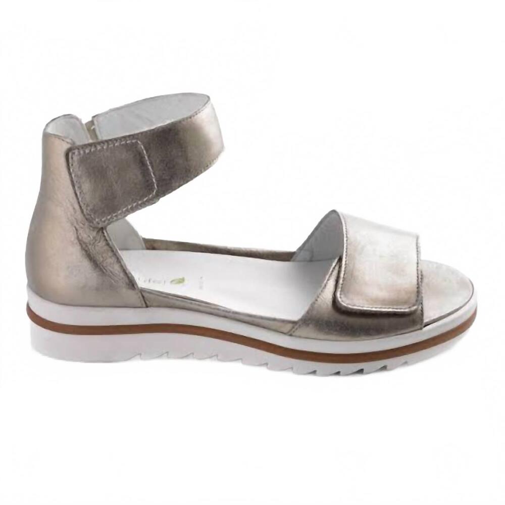 NEW WALDLAUFER women's marigold leather sandal in light gold